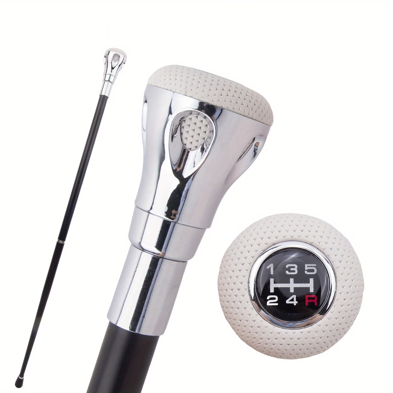 Walker Stick – Elegant Decorative Cane for Cosplay, Featuring a Stylish Design in White, Black, And Silvery, Measuring 92Cm, for Cosplay & Party